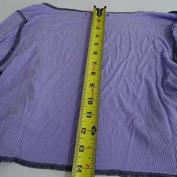 Shein Purple Tie Front Crop Cardigan Women Size L 8 10 Stretchy Knit Long Sleeve - Picture 8 of 9